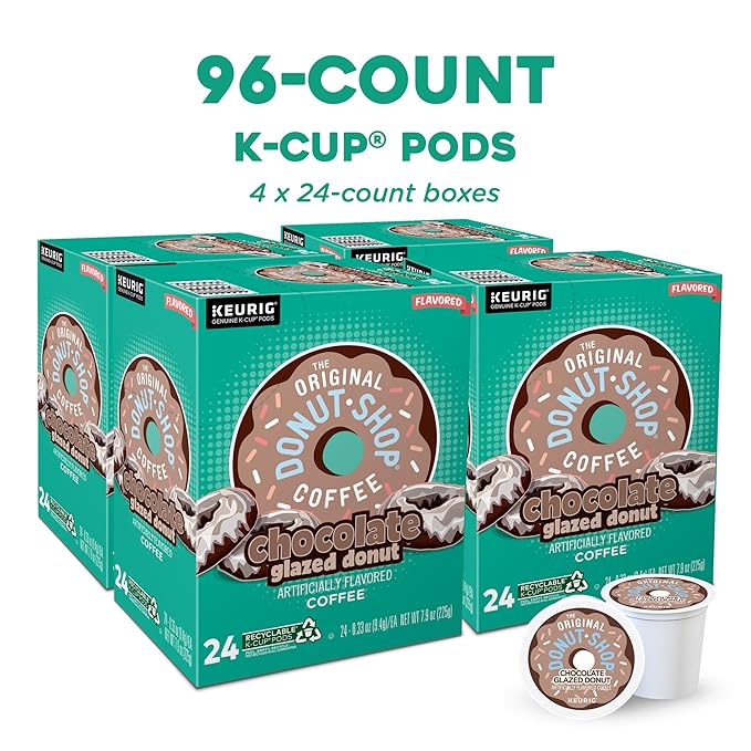 The Original Donut Shop Coffee Chocolate Glazed Donut Keurig Single-Serve K-Cup Pods, Medium Roast Coffee, 96 Count