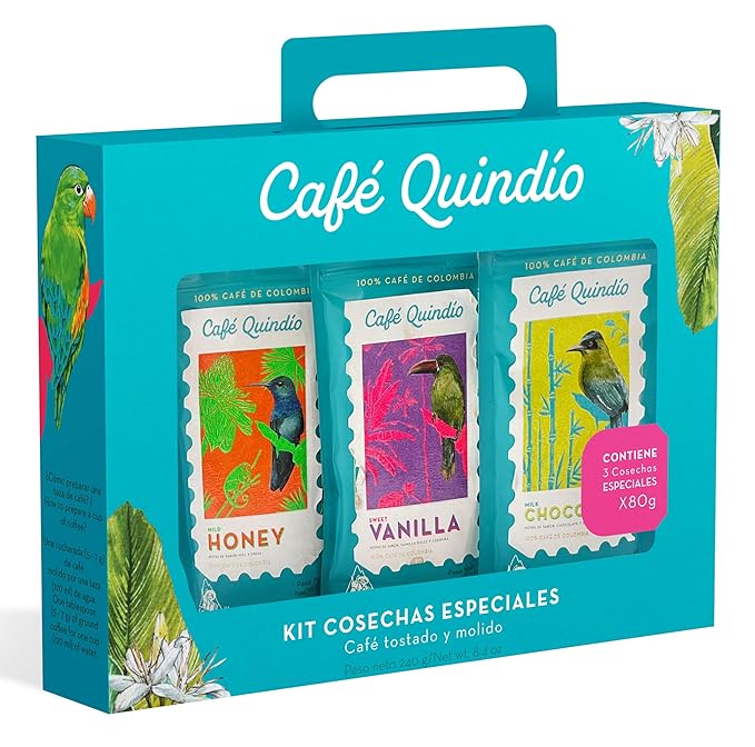 Cafe Quindio Specialty Harvest - Medium Roast 100% Colombian Excelso Whole Bean Arabica Coffee (2.8 Ounce (Pack of 3), Multiflavor - Mild Honey, Sweet Vanilla and Milk Chocolate)