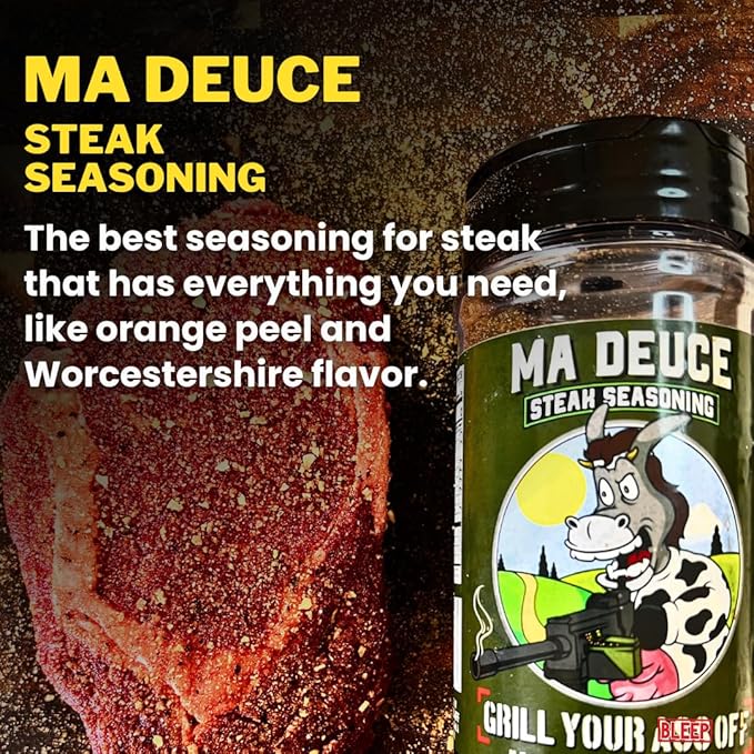 GYAO Ma Deuce Steak Seasoning – 12.5oz Large Granulated Steak Seasoning – MSG & Gluten Free – USA Made & Veteran Owned