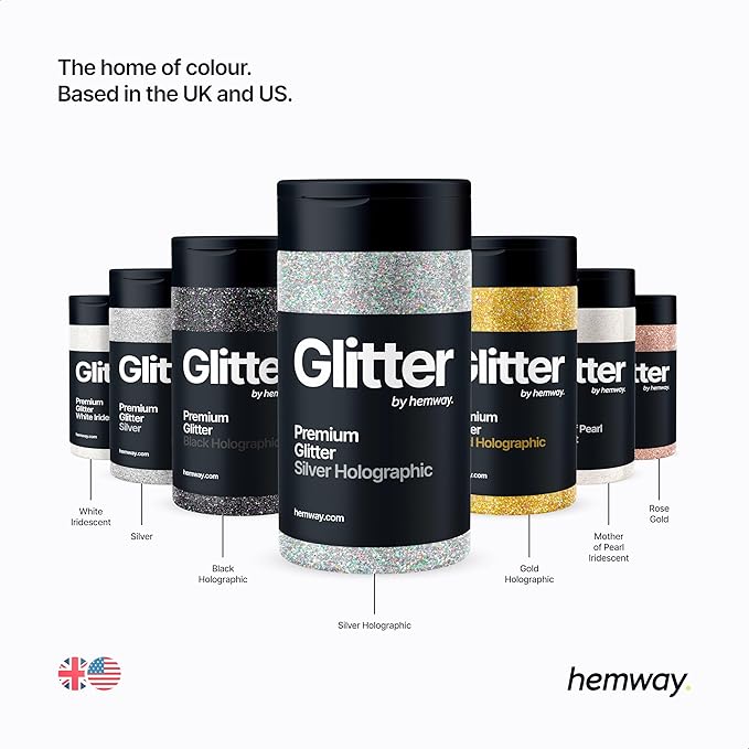 Hemway Premium Glitter Shaker - Ocean Blue Holographic | Chunky Metallic Flake Sequins for Resin & Epoxy Crafts | Craft Supplies for Tumblers, Festival, Face, Body, Eye & Nail Art Decoration | 115 g