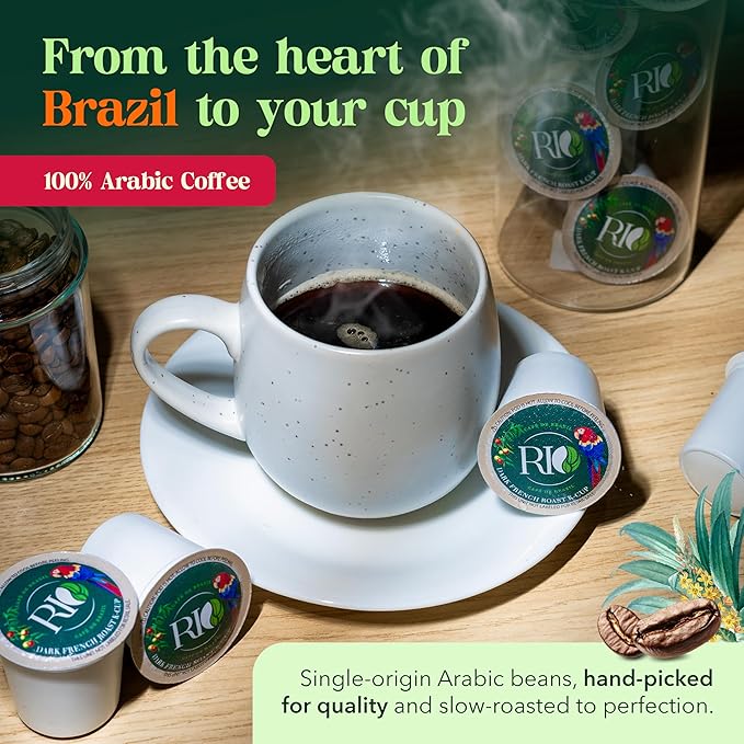 Rio Cafe de Brazil Kcup Coffee Pods - 72 Count, Dark Roast Coffee with Dark Chocolate and Roasted Nuts Flavor, Compatible with Kcup Brewers, 100% Brazilian Made