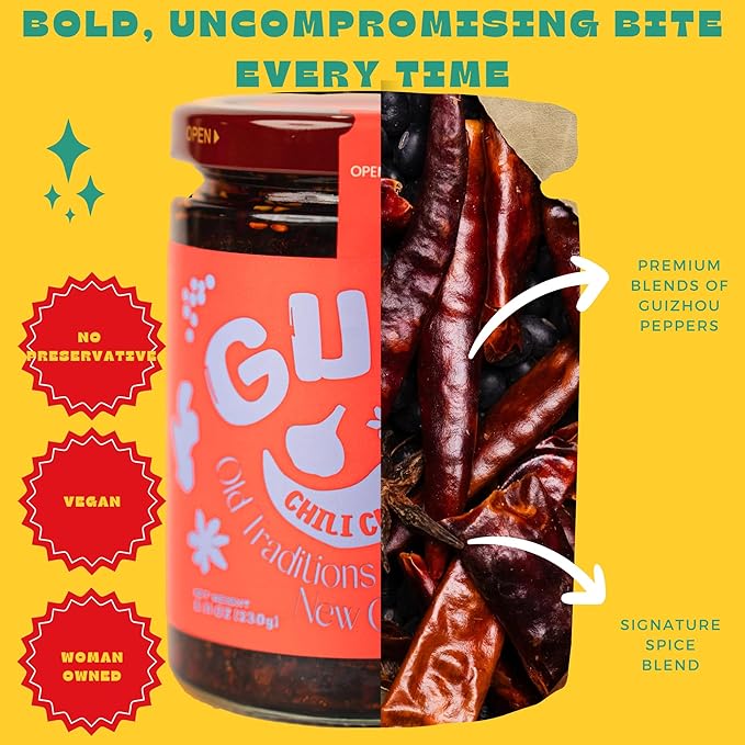 GUIZ Classic Guizhou Chili Crisp with Peanuts: Authentic Spice, Crunchy Delight, Bold Premium Guizhou Pepper Aroma, No Preservatives, Non-GMO, 8.11 oz (230g)
