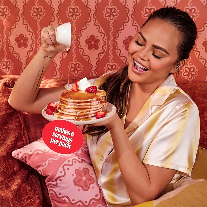 Strawberry Mochi Pancake & Waffle Mix by Cravings by Chrissy Teigen ??3 Pack Mochi Pancake Mix Gluten Free with Real Strawberries ??Pink Pancake Mix, Mochi Foods Waffle Mix, Non-GMO, Kosher