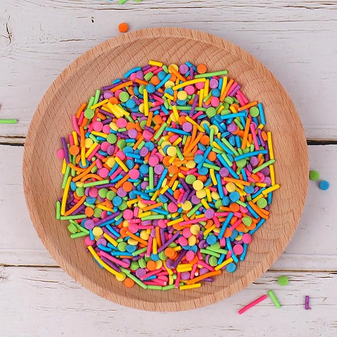 Rainbow Sprinkles for Cake Decorating, Colorful Crispy Jimmies and Confetti Sprinkles for Baking Cake Cupcake Cookies Ice Cream Topping