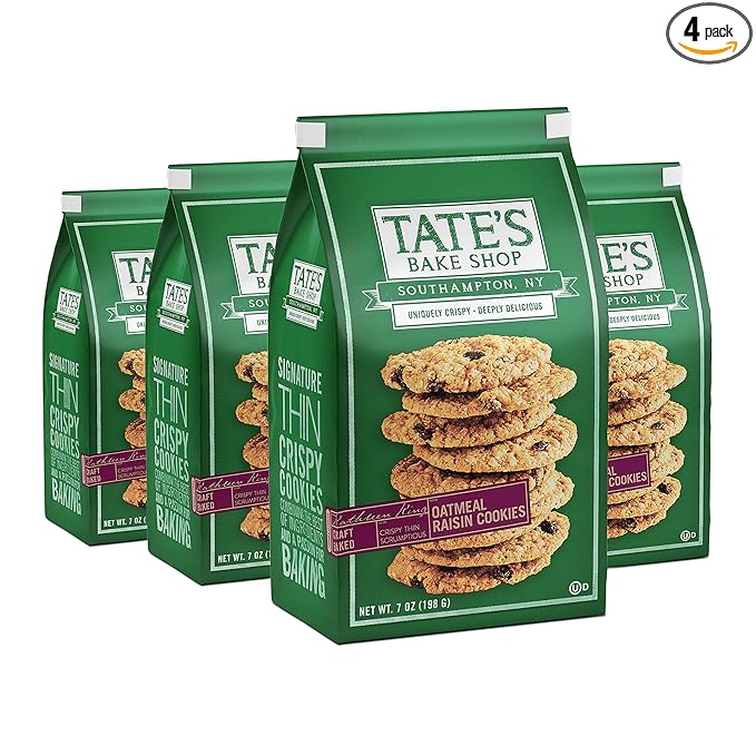 Tate's Bake Shop Oatmeal Raisin Cookies, Cookies, 7 Ounce (Pack of 4)