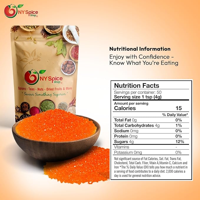 NY Spice Shop Orange Sanding Sugar - 8 Ounce Sweet Colorful Edible Sprinkles For Candy Dish - Sugar Sprinkles For Cake Decorating Cookies Basket & Dishes