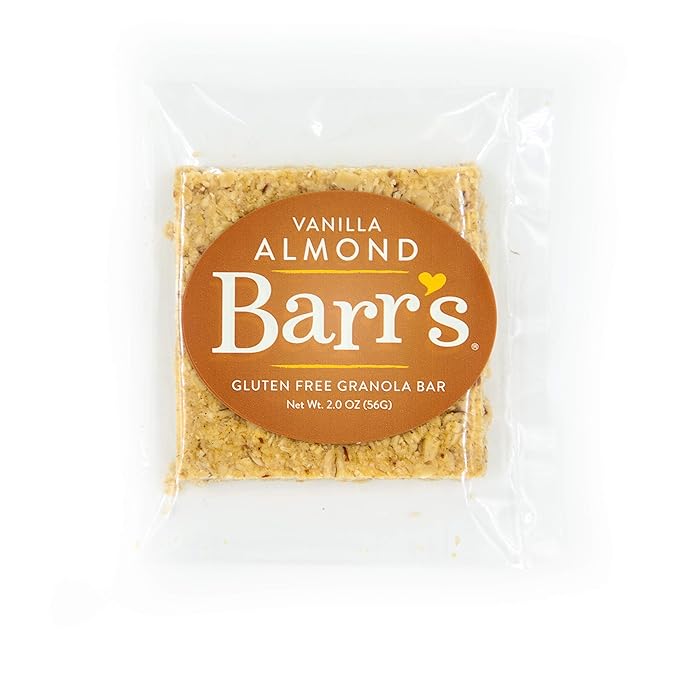 Mrs. Barr’s Natural Foods Granola Bars | Vanilla Almond | Certified Organic Gluten Free Oats | Soft Texture | Small Batch | Gourmet Quality | Real Ingredients | 2 Ounces (12 Pack)