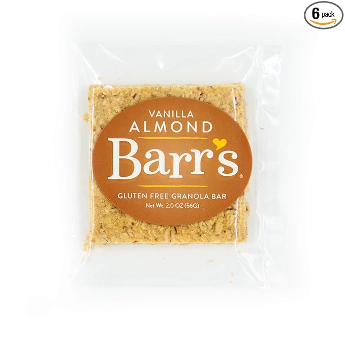 Mrs. Barr’s Natural Foods Granola Bars | Vanilla Almond | Certified Organic Gluten Free Oats | Soft Texture | Small Batch | Gourmet Quality | Real Ingredients | 2 Ounces (6 Pack)