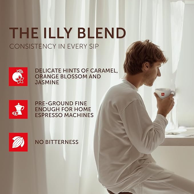 Illy Ground Moka Coffee - Classico Medium Roast - Mild & Balanced - 100% Arabica - Pre-Ground for Moka Pot - Pressurized Packaging Sealed for Freshness - 8.8oz - (Pack of 4)