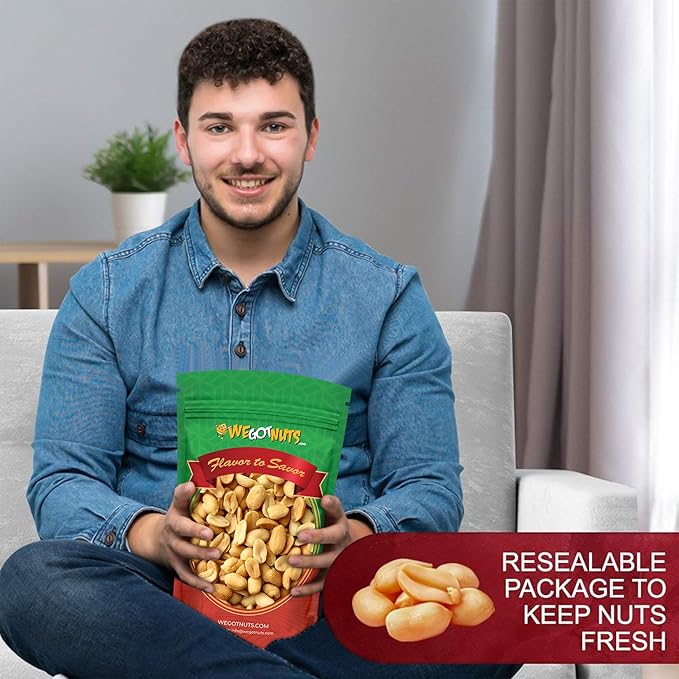 Roasted Unsalted Peanuts 5 Pounds (80oz) By We Got Nuts ??Premium Quality Kosher Peanut ??Healthy & Natural Rich Flavor Snack ??Great For DIY Homemade Peanut Butter ??Air-Tight Resealable Bag Package