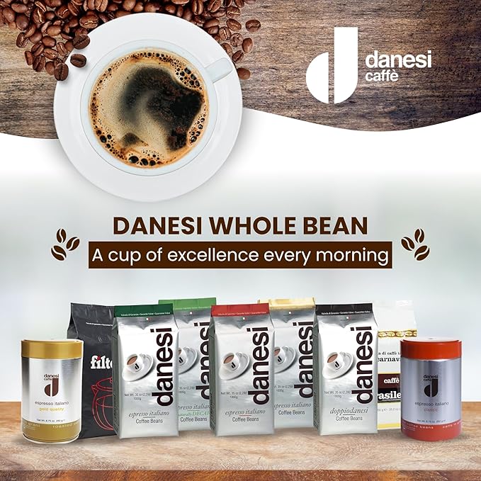 Danesi Caffe Italian Whole Coffee Beans - Espresso Coffee Beans and Medium Roast Whole Bean - Perfect for Espresso Machines, French Press, and Home Brewing - Gold (8.75 lb)