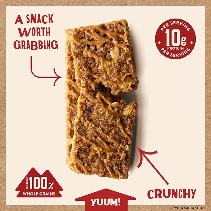 Kodiak Cakes Protein Crunchy Granola Bar, Peanut Butter, (Pack of 12 Boxes)