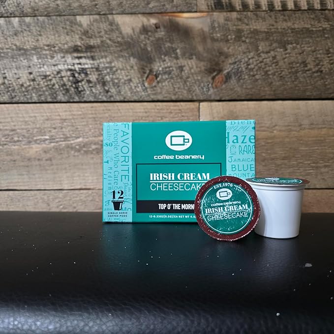 Coffee Beanery Irish Cream Cheesecake Coffee Pods | 12ct Flavored Medium Roast | 100% Specialty Arabica Gourmet Coffee