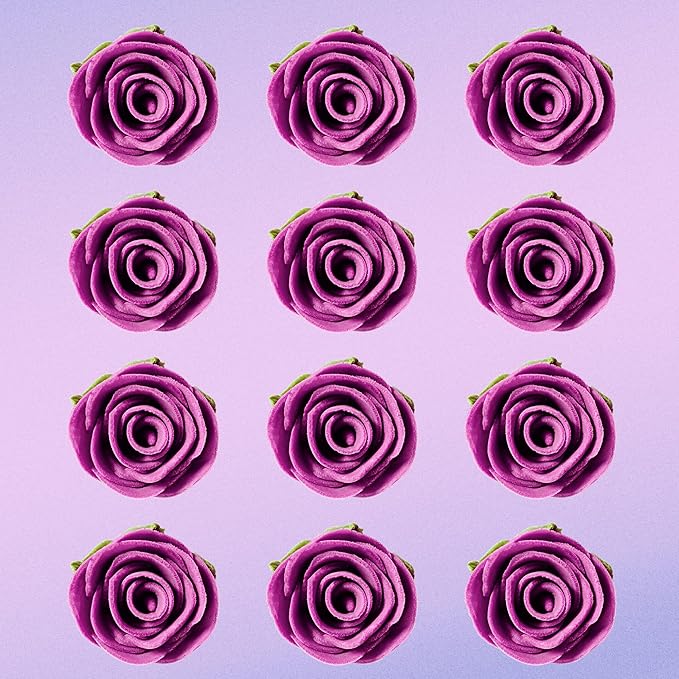 Confect Edible Rose Cake Toppers For Cupcakes & Doughnut Edible Toppers Roses for Cake Decorations - Fuchsia Pink | Vegan, Gluten-Free, Soy-Free, Dairy-Free, Palm Oil-Free -Pack of 12