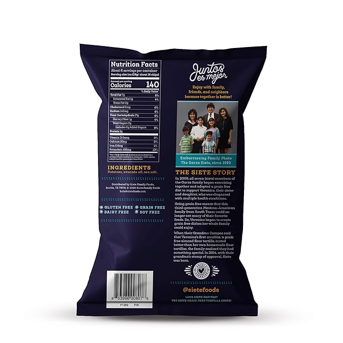 Siete Grain Free Potato Chips - Kettle Cooked | Gluten Free Chips | Vegan Snacks | Non GMO | Variety Pack, Sea Salt, Sea Salt & Vinegar, Fuego, Chipotle BBQ (Pack of 8)