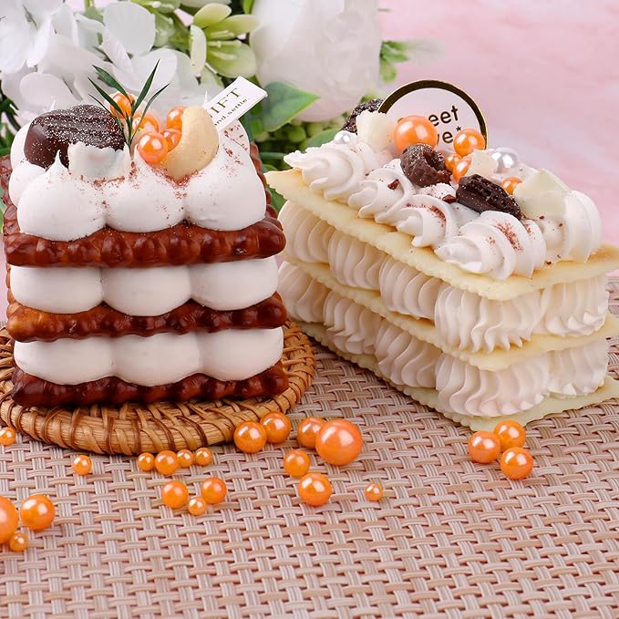 Orange Pearl Sprinkles for Cake Decorating, 11.3 Oz Edible Pearls Sugar 4 Sizes Gift Box Set for Baking Cookie Ice Cream Cupcake Toppings