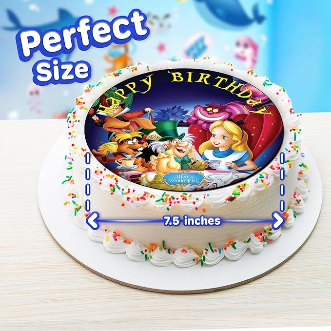 7.5 Inch Edible Cake Toppers ?밯onderland Themed Birthday Party Collection of Edible Cake Decorations