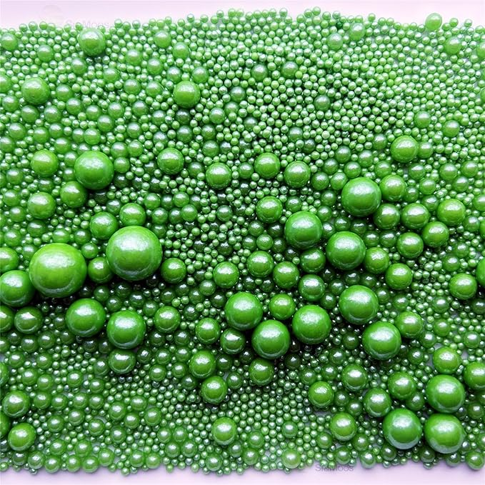 SE Si&Moos Green Grass Edible Pearls Green Pearl Sprinkles for Cake Decorating Edible Cake Sugar Pearls Christmas Cookie Decorations Edible Cake Decorations for Cakes,Cupcakes Toppers 3.5 OZ