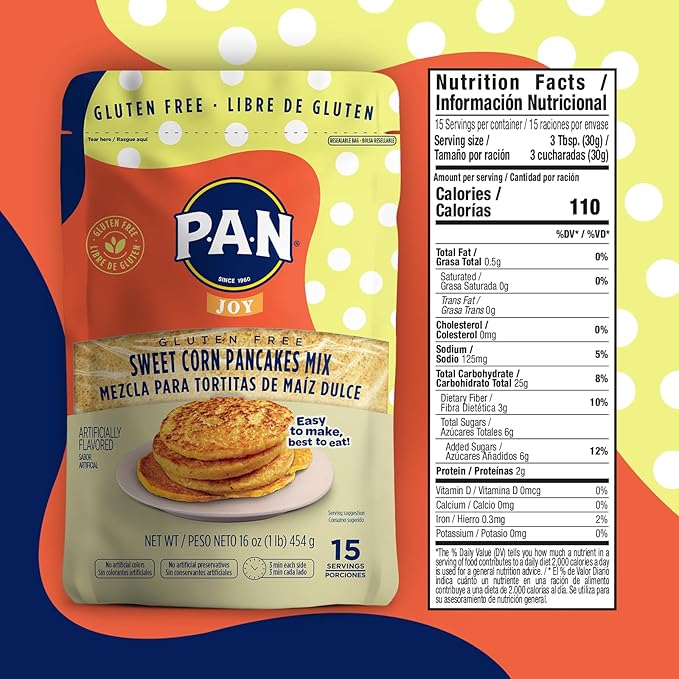 P.A.N Sweet Corn Pancakes Mix ??Gluten Free Easy to Prepare 1 lb (Pack of 6)
