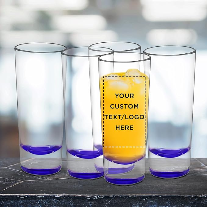 Custom Cordial Shooter Shot Glasses 2 oz. Set of 50, Personalized Bulk Pack - Great for Birthdays, Parties, Indoor & Outdoor Events - Purple