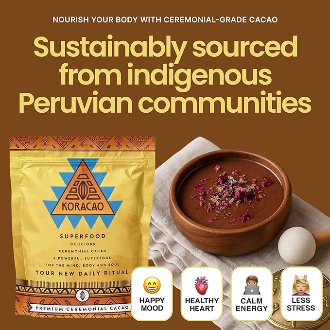 KORACAO Sustainably Harvested Cacao Cubes | Ideal Superfood for Everyday Bliss | Ceremonial Grade Cacao | Enhance Your Spiritual Journey with Ancient Superfood Delight - 1 Pound