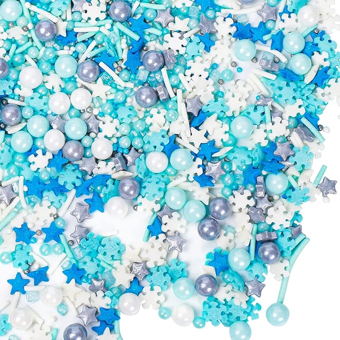 Snowflake Sprinkles, Frozen in Sugar Sprinkle Mix, Blue Sprinkles, Baking Cake Cupcake Toppers, Cookie Decorating, Ice Cream Decorations Celebrations Shaker Jar Wedding Christmas Party