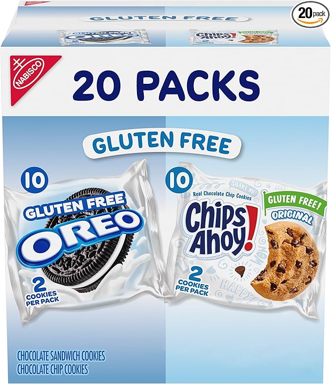 OREO Chocolate Sandwich Cookies & CHIPS AHOY! Chocolate Chip Cookies Gluten Free Cookies Variety Pack, 20 Snack Packs