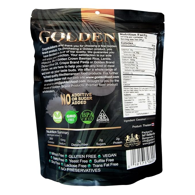 Golden Premium Quality Coconut Macaroons Slices - 12 oz (340 g) | Natural Super Fruit Perfect for Baking, Cooking & Smoothies | No Additives or Sugar Added in A Resealable Pouch Nutritious Snack