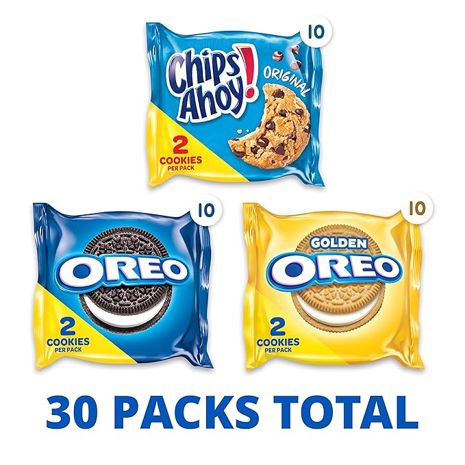 Nabisco Sweet Treats Cookie Variety Pack OREO, OREO Golden & CHIPS AHOY!, 30 Snack Packs (2 Cookies Per Pack) (Pack of 2)