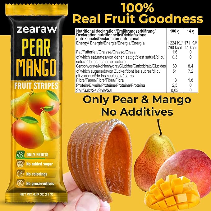 ZEARAW Healthy Fruit Snacks for Adults and Kids ??30 Organic Fruit Leather with Dried Black Currant, Pear-Mango, Apple-Raspberry ??Vegan Low-Carb Variety Pack Strips for Kids ??Sugar Free Bars