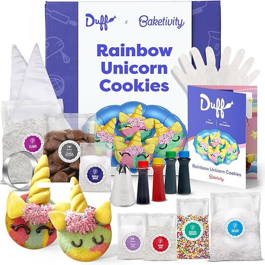 Baketivity x Duff Goldman Unicorn Cookies - Kids Baking Kit - Cooking Kits with Premeasured Ingredients, Decorating Supplies, STEM Activities - Kids Baking Sets for Girls, Boys Ages 6-12
