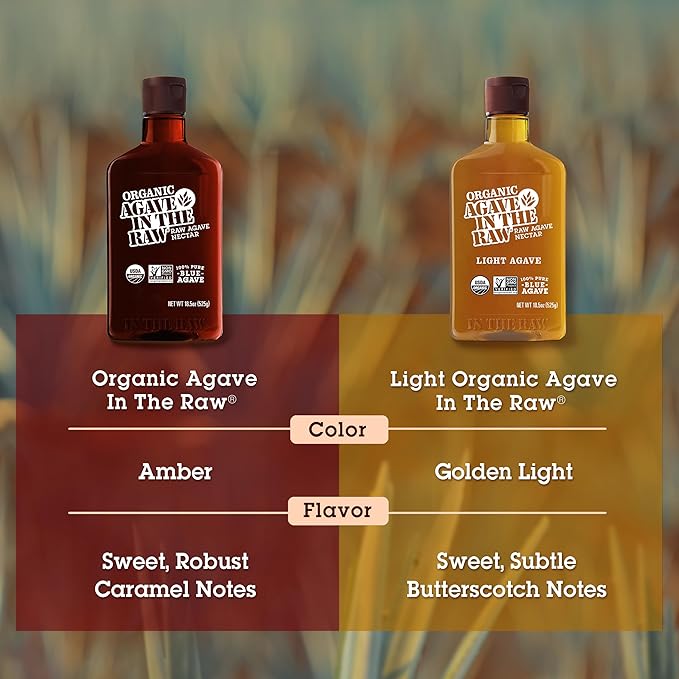 Organic Agave In The Raw Light Agave Nectar, 18.5 oz., Made With Organic Blue Agave From Mexico, USDA Organic, Non-GMO Project Verified, Kosher Vegan and Low Glycemic Index