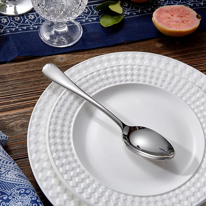 KEAWELL Premium Verona 4-Piece 7.6 inch Spoon Set ??18/10 Stainless Steel, Heavy-Duty Mirror-Finished Flatware for Daily Meals, Hosting and Special Occasions (4, Dinner Spoons)