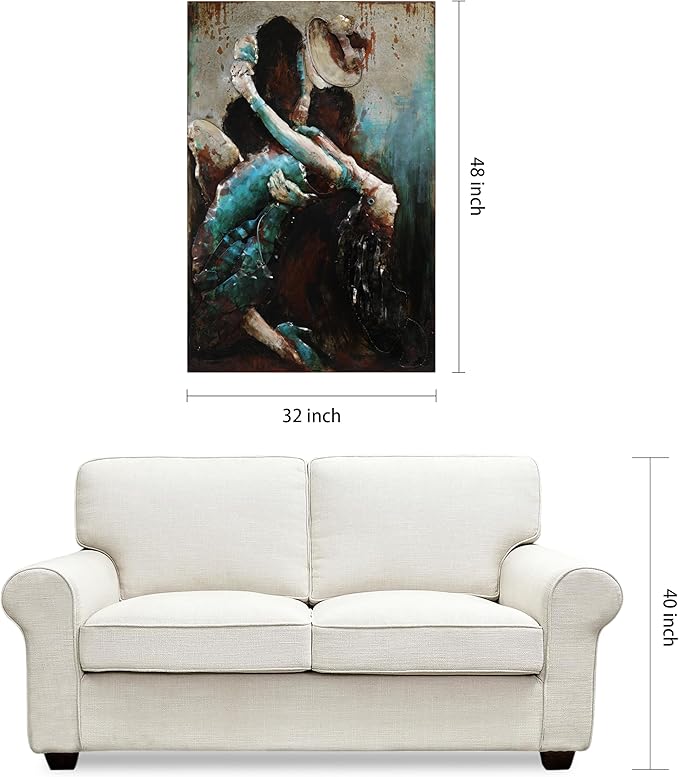 Empire Art Direct Ballroom Dancers Mixed Media Iron Hand Painted Dimensional Wall Art, 48" x 32" x 2.4", Ready to Hang