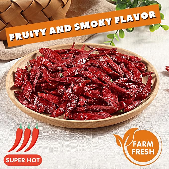Yimi Dried Chili Peppers 3 Pack Bundle - Arbol, Guajillo, Sichuan Spicy Hot Chiles, Super Pack of Dry Whole Pepper Chiles, for Mexican Asian Dish (18oz Total), Ideal for Gift