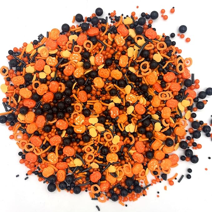 Sprinkles I 3.5 oz I Orange And Black Sprinkles I Pumpkin Sprinkles I Cake Cupcake Toppers Cookie Dessert Sprinkles Decorations