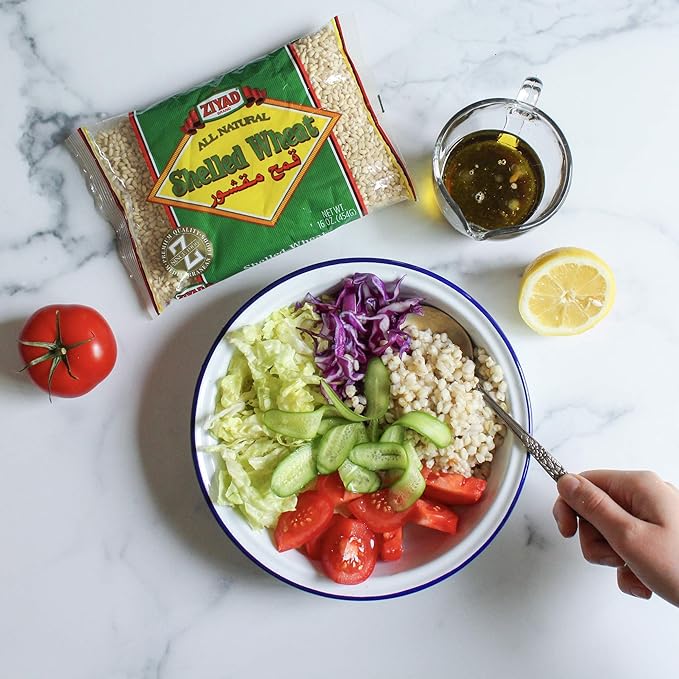 Ziyad Premium Quality Shelled Wheat ??Finely Ground, Smooth Wheat Cereal ??High Fiber, No Cholesterol/Salt ??Vitamin-Enriched, Vegan ??Quick 30 Min Prep ??Versatile for Sweet & Savory Dishes, 1 pound