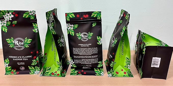 Rise Yaupon America's Classic Yaupon Holly Tea, 20 Tea Bags, 1.06 oz, Made with 100% Yaupon Holly, Naturally Caffeinated, Never Bitter (Classic)