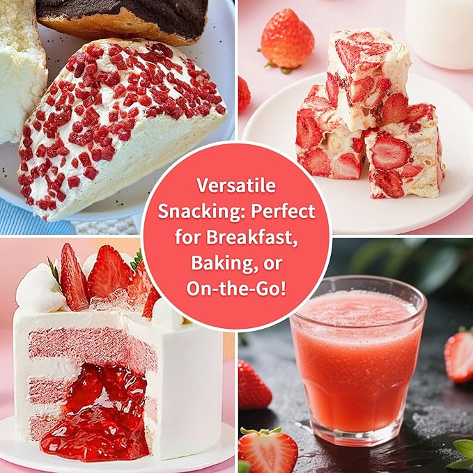 Haomly Freeze Dried Strawberries, 8.8oz/250g, 100% Natural Strawberry Chips,Dried Strawberries Bulk for Baking, Cooking, Flavorful,No Additives, No Sugar Added