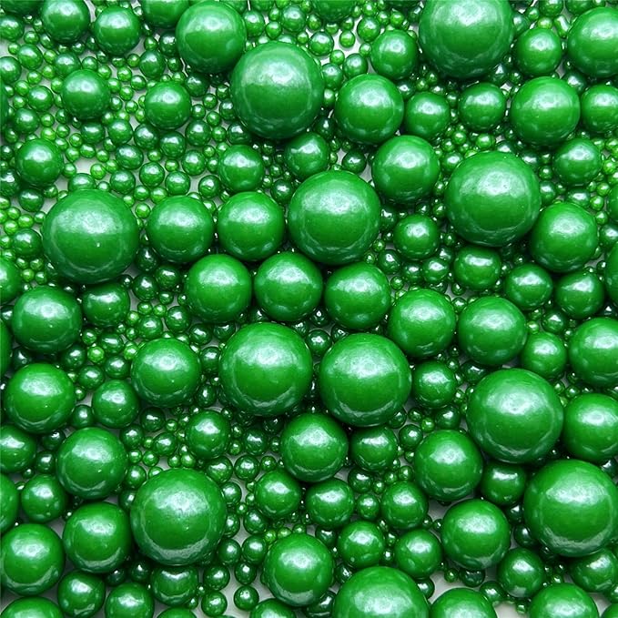 Christmas Green Pearl Sprinkles for Cake Decorating 5.1 OZ Green Edible Pearls Edible Cupcake Decorations Halloween Christmas Cookie Decorations Edible Sugar Pearls for Cakes,Cupcakes Toppers Baby Shower Wedding Supplies