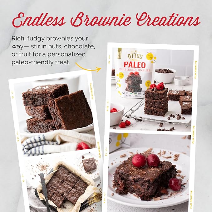 Otto's Naturals Grain-Free Paleo Double Chocolate Brownie Mix 11.1 Oz. 6 Pack, Top 9 Allergen-Free, Organic Cassava Flour, Gluten Free, Non-GMO, Vegan