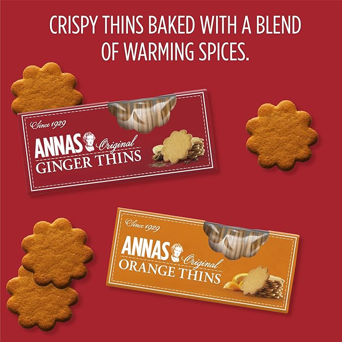 Annas Thins - Orange Pepparkakor - non GMO + Vegan (51-066), 5.25 Ounce (Pack of 12)