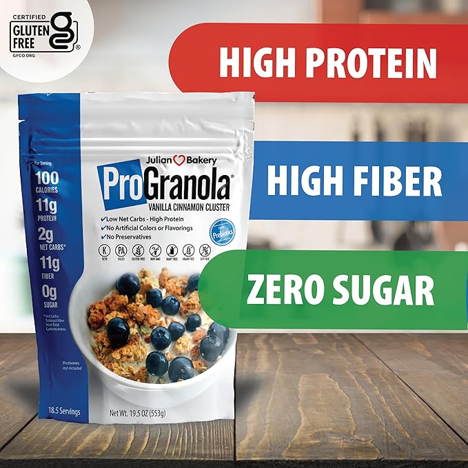 Julian Bakery짰 ProGranola짰 Cereal | Vanilla Cinnamon | 12g Protein | Paleo | 2 Net Carbs | Gluten-Free | Grain-Free | 3 Pack