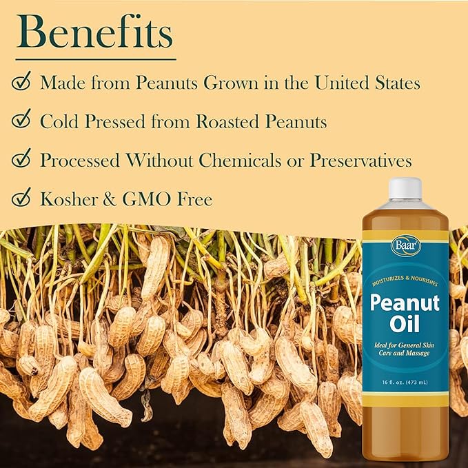 Baar Expeller, Cold Pressed Peanut Oil from Roasted Peanuts Grown in The United States - Kosher - GMO and Solvent Free (16 Ounces)