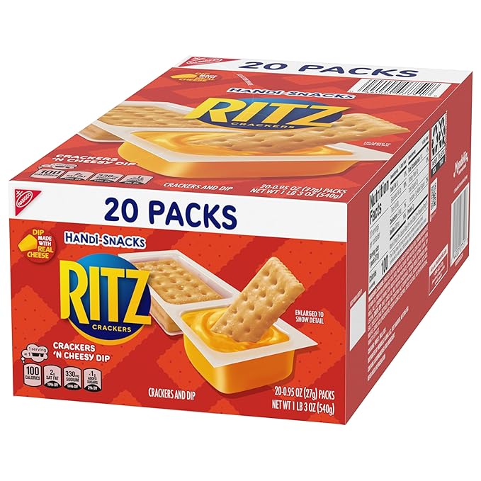Handi-Snacks RITZ Crackers 'N Cheesy Dip Snack Packs, School Snacks, 20 Snack Packs