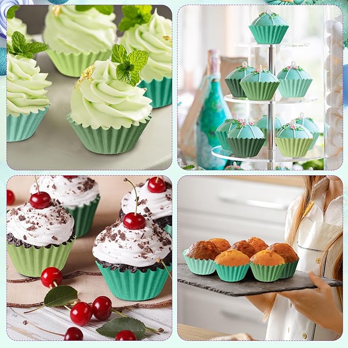 Zonon 1000 Counts Cupcake Liners for Baking Liners Paper Cupcake Wrappers Bulk Cup Cake Cases Muffin Baking Paper Cups for Candy Cooking(Green,1.18 Inch-Mini Size)