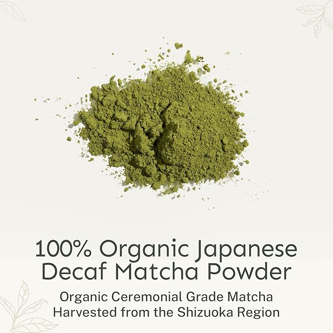 Yu Tea Organic Decaf Matcha Powder Ceremonial Grade | Rich in Antioxidants & L-Theanine, Low Caffeine | Unsweetened Grade A Japanese Green Tea Powder | Resealable Pouch, 2.65 oz, 50 Servings