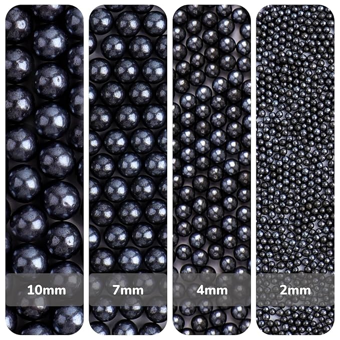 Black Pearl Sprinkles for Cake Decorating, 11.3 Oz Edible Pearls Sugar 4 Sizes Gift Box Set for Baking Cookie Ice Cream Cupcake Toppings