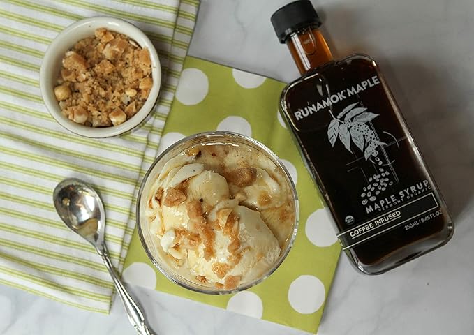 Runamok Coffee Infused Maple Syrup - Authentic & Real Vermont Maple Syrup | Make Your Ultimate Coffee-Milk | Breakfast | 8.45 Fl Oz (250mL)