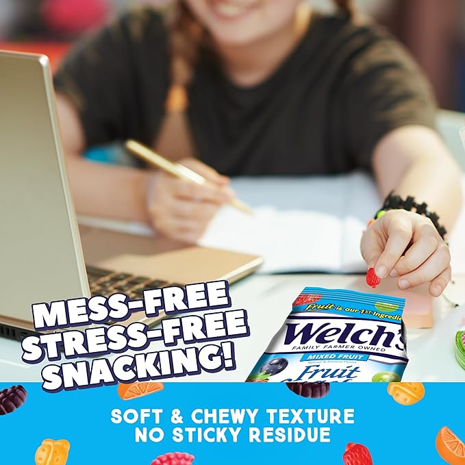 Welch's Fruit Snacks, Mixed Fruit, Perfect for School Lunches, Sharing Size Bags, 5 oz (Pack of 12)